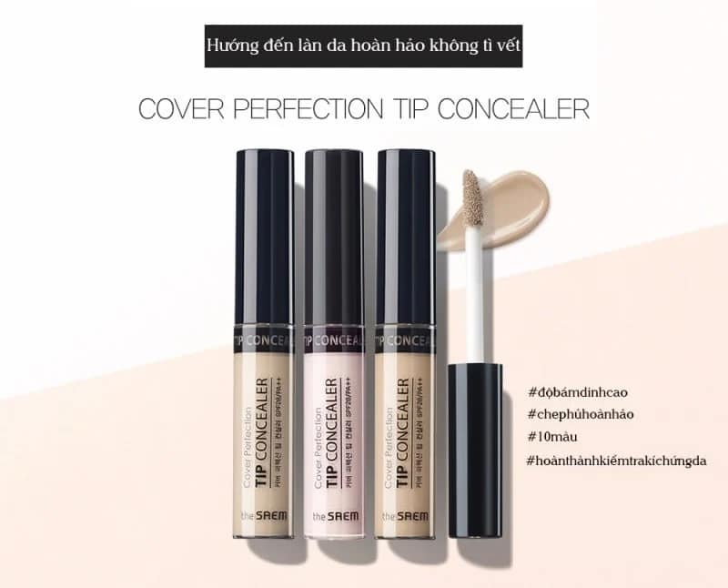 Kem Che Khuyết Điểm Có Chống Nắng Hàn Quốc The Saem Cover Perfection Tip Concealer SPF28PA 1